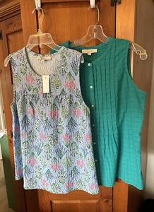 LOFT (2) Tops Lot Of 2 Sleeveless Blouses Shirts Tops Sz M (1) NWT (1) Preowned - Picture 1 of 12