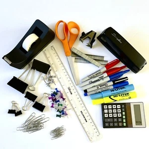 Big LOT Office Starter Desk Supplies Stapler Tape Dispenser Scissors More - Picture 1 of 4