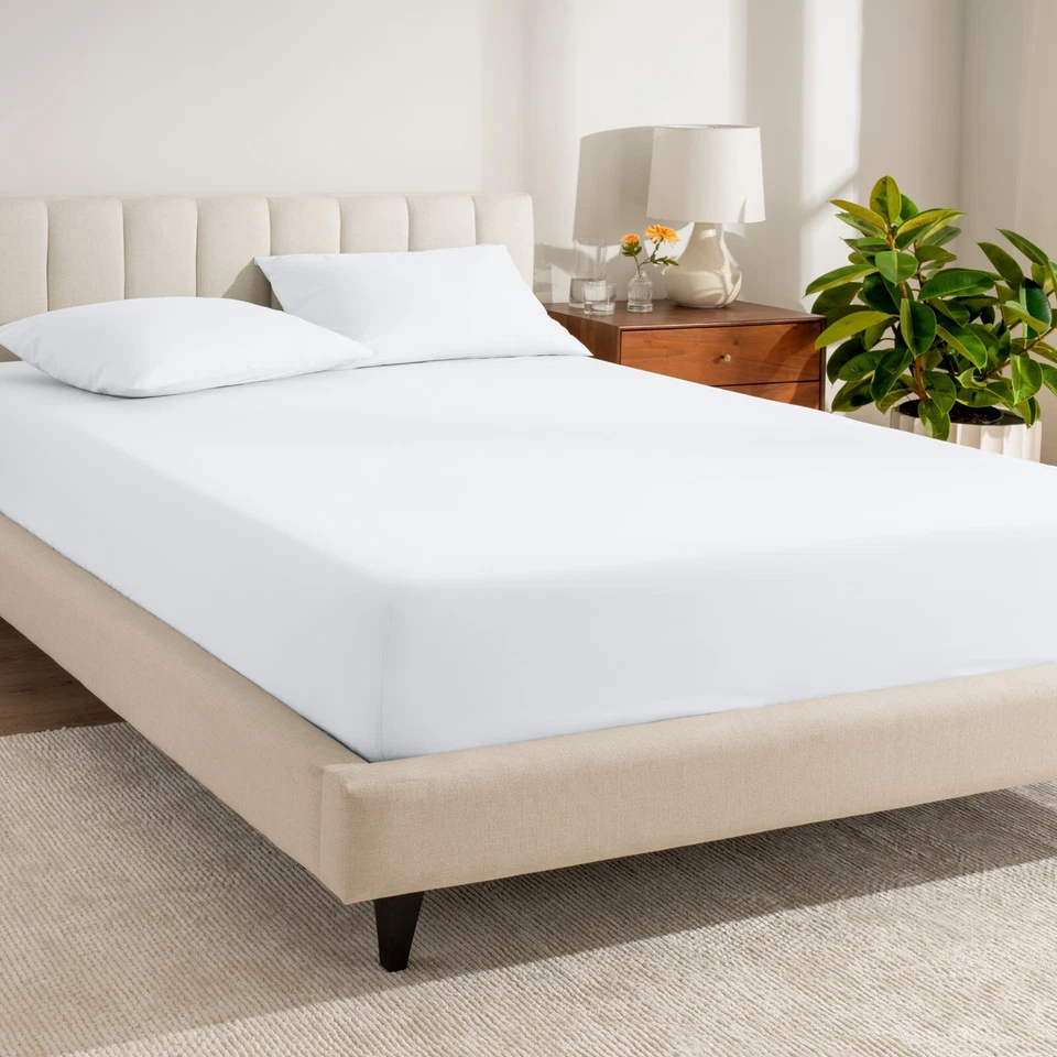 Bare Home Organic Cotton Percale Fitted Bottom Sheet - 260 Thread Count - Image 1 of 4