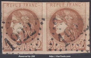 FRANCE BORDEAUX N° 40B PAIRE OBLIT GC 1922 LAGUIOLE AVEYRON COTE 800 € - A VOIR - Picture 1 of 2