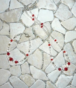 ★ kurze Kette ★ Collier ★ Armband ★ kristall & rot ★ - Bild 1 von 1
