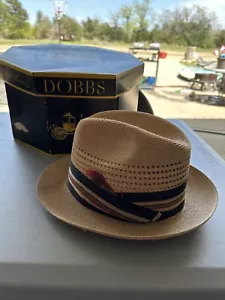 Vintage Dobbs Hut 7 beige braun Fedora Stroh New York Fifth Ave Milan Florentiner - Bild 1 von 24