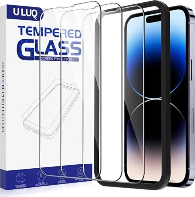 ULUQ Glass Screen Protector for iPhone 14 Pro 6.1Inch, Tempered Glass HD Clear A - Image 1 of 4