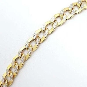 Brazalete de oro real de 10 quilates con corte de diamante de 3,5 mm con bordillo cubano de 7"-8" - Imagen 1 de 4
