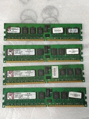 LOT OF 4 PCS. KINGSTON KVR400D2D8R3/1G 1GB 400MHz DDR2 ECC Registered CL3 DIMM - Image 1 of 4