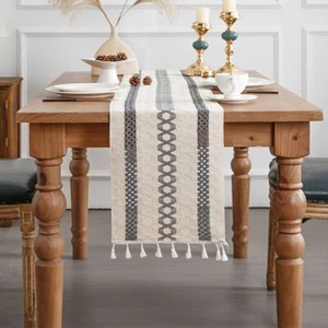 Rustic Macrame Woven Table Runner Doily Dining Room Farmhouse Boho Home Decor - Picture 1 of 14