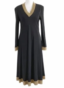 Vestido Marie Saint Pierre Negro Dorado Mangas Largas Talla 1 XS - Imagen 1 de 5