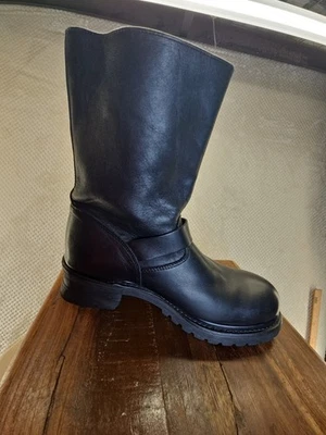 Double H Vintage Sonora West Motorcycle Boots Men's 10.5 EE Black Steel Toed - Image 1 of 4