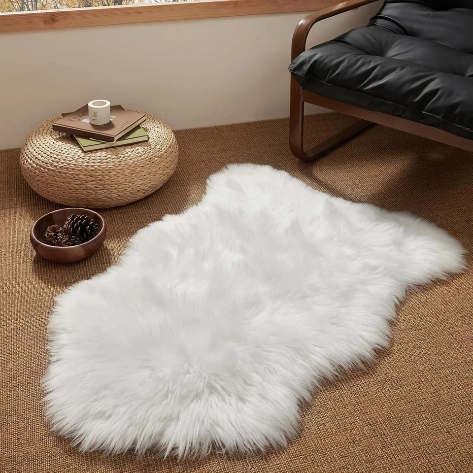 Ashler Soft Faux Sheepskin Fur Chair Couch Cover Area Rug for White Size Wbg8
