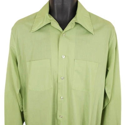 Vintage Towncraft Penn Prest Shirt Mens Size Medium Green 70s Dagger Collar - Image 1 of 4
