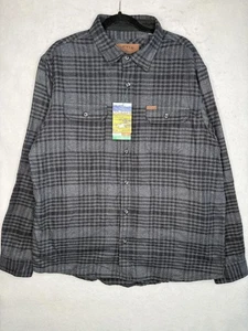 Chaqueta Camisa Orvis Para Hombre XL Gris Rejilla Forrada a Cuadros Botón Frontal - Imagen 1 de 17