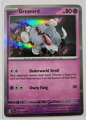 Greavard 105/198 - Pokémon TCG Scarlet & Violet (2023) - NM - Holo Promo Card - Image 1 of 2