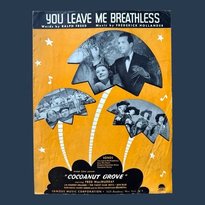 Partituras You Leave Me Breathless 1938 Fred MacMurray Cocoanut Grove de colección Foto 1 de 4
