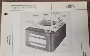 AUDAR MODEL P-5 AUTOMATIC RECORD PLAYER PHOTOFACT - Picture 1 of 1
