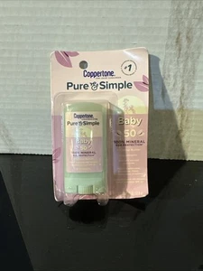 Coppertone Pure & Simple Baby Cocoa Butter Mineral Sunscreen Stick SPF 50 New - Picture 1 of 3