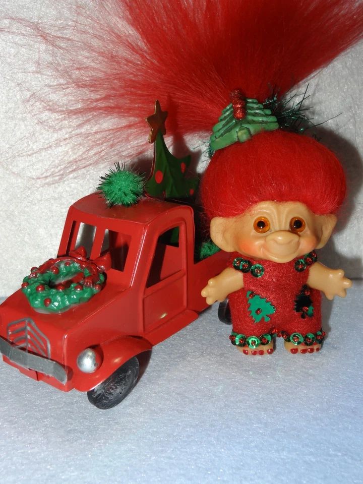 Troll vintage DAM OOAK 1960 Navidad Invierno "Árboles de Navidad" 2 1/2" Alto Foto 1 de 4