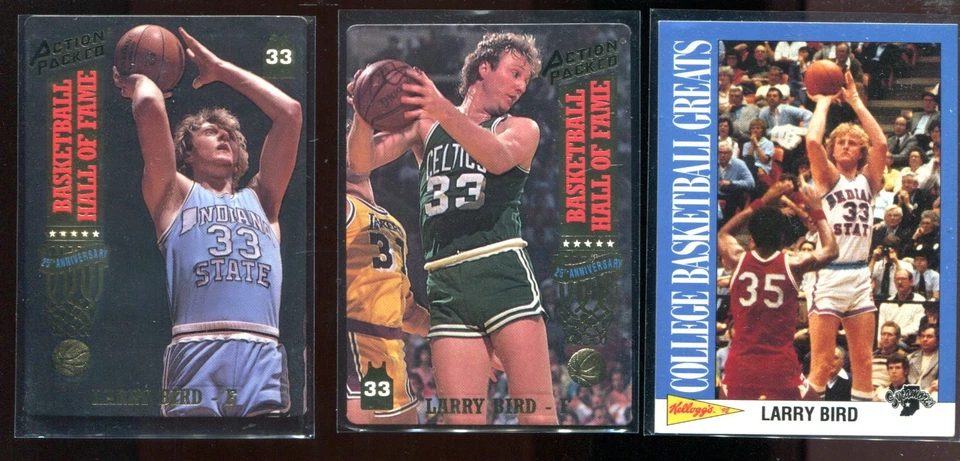 Larry Bird lot - (2) 1993 Action Packed & 1992 Kellogg's College card - Image 1 of 1