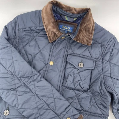 Polo Ralph Lauren Quilted Barn Jacket Corduroy Collar Blue Size M - Image 1 of 4
