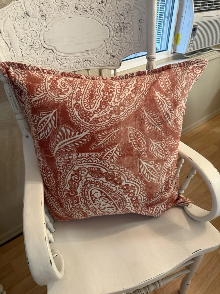 Pottery Barn Euro shams (3) Rust & Cream Euro Shams 24x24 Retired Fall Decor - Image 1 of 3