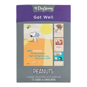 Arachidi - Assortimento di 4 Design con Scrittura - 12 Carte e Buste Get Well Boxate - Foto 1 di 7