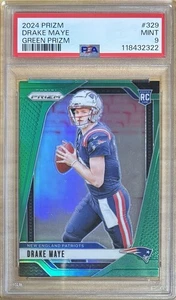 2024 Prizm Drake Maye New England Patriots Green #329 PSA 9 - Picture 1 of 2
