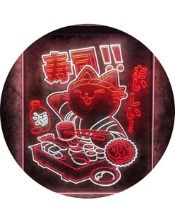 Sushi Cat Chef Neon Sign for Home Wall Decor, Handmade Japanese Retro Sushi C... - Picture 1 of 8
