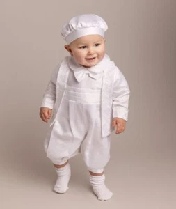 Conjunto de bautizo blanco para bebés niños - Traje de bautizo para bebés - Imagen 1 de 3