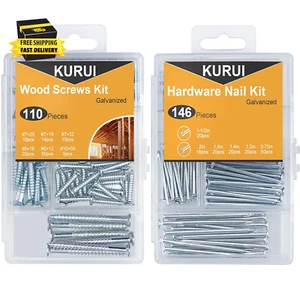 Hanging Nails and Wood Screws Assorted Kit 256PCS - 110 Philips Flat Head Screws - Picture 1 of 7