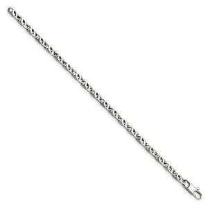 Stainless Steel 5mm Mens Polished Fancy Link Chain Bracelet - Picture 1 of 5