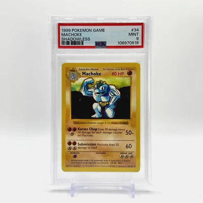 Shadowless Machoke 34/102 - Base Set Pokemon Card - PSA 9 MINT - Image 1 of 3