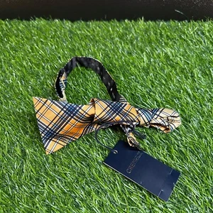 Cremieux Silk Bow Tie Plaid Adjustable Necktie Formal Event Party Yellow Blue - Picture 1 of 6
