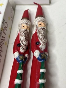 Vintage Pair Of Old World Santa Claus Candles 8” - Picture 1 of 9