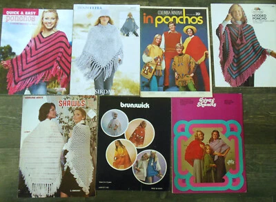 Vintage Ponchos and Shawls Knit & Crochet Patterns - Lot of 28 Designs - Image 1 of 4