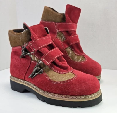 Botas Martino Canada® ALPINE de cuero con cierre de hebilla de metal en rojo para mujer talla 10 Foto 1 de 4