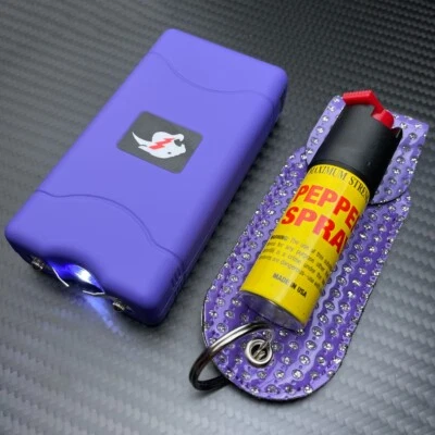 DELTA FORCE Cheetah Self Defense COMBO STUN GUN FLASHLIGHT w/ Pepper Spray Tool Protection