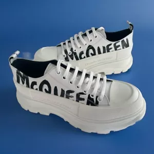 Alexander McQueen Tread Slick Lace-Up Sneakers White Graffiti Men’s 44/US 11 - Picture 1 of 10
