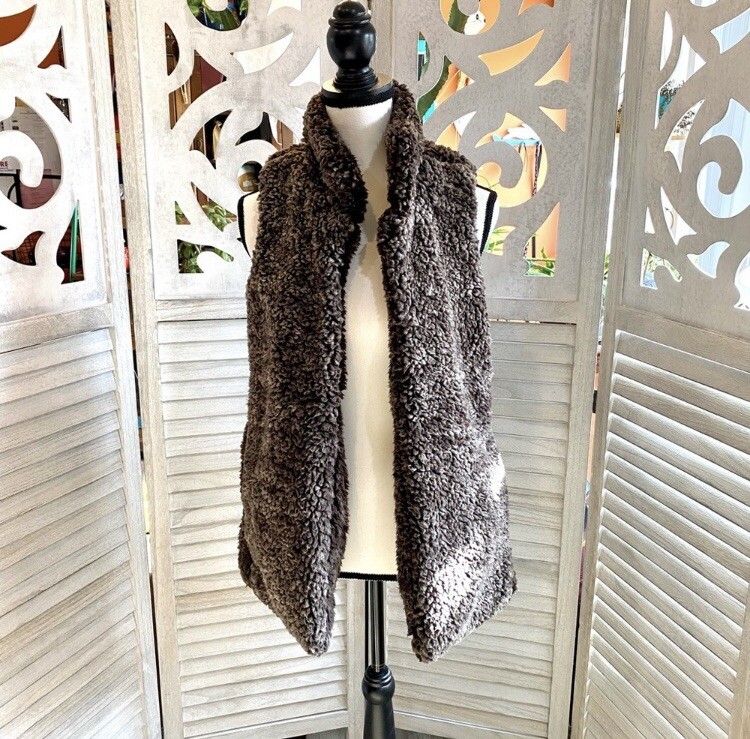 sherpa fuzzy teddy bear faux fur vest 