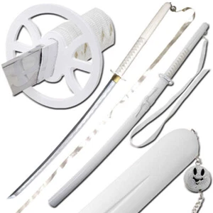 ANIME REPLICA CARBON STEEL DECORATIVE DISPLAY WHITE KATANA SWORD WITH SCABBARD - Picture 1 of 4