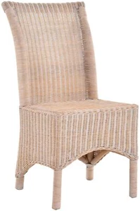 Rattan Esszimmerstuhl hohe Rückenlehne Rattanstuhl Korbstuhl (Vintage Weiss) - Bild 1 von 8