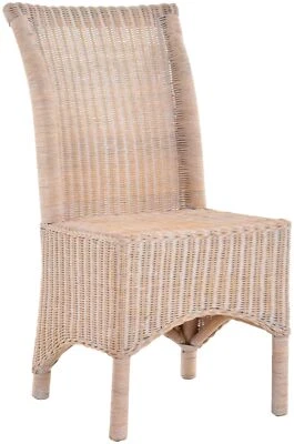 Rattan Esszimmerstuhl hohe Rückenlehne Rattanstuhl Korbstuhl (Vintage Weiss) - Bild 1 von 4