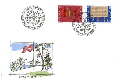 Switzerland 1982 EUROPA Stamps Historic Events FDC First Day Cover Cover