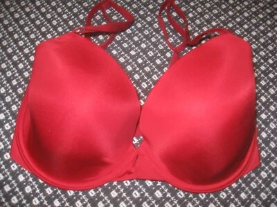 Sutiã Victoria's Secret forrado Demi Underwire vermelho sólido com ouro V Accent 32DDD - Imagem 1 de 4