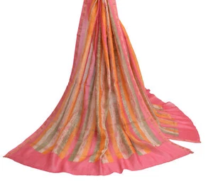 Sushila Vintage Multicolore Dupatta 100% Pura Seta Stampata Lunga Stola - Foto 1 di 9
