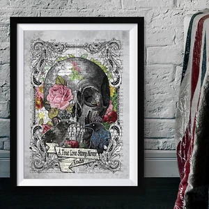 Póster gótico estampado cuervo y cuervo, cita de amor, regalo de boda, arte de pared - Imagen 1 de 3
