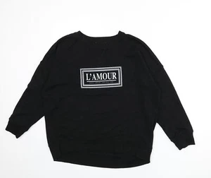 New Look Womens Black Polyester Blend Sweatshirt Size 10 L'Amour P - Picture 1 of 10