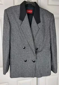 Blazer y falda Power Suit años 80 de colección Sasson negro pata de gallo para mujer talla 12 - Imagen 1 de 14
