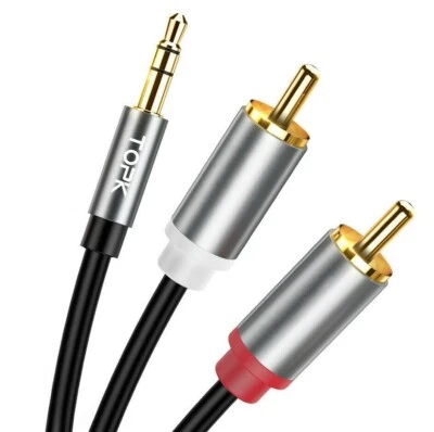 High Quality Gold Plating 2 RCA to 3.5 Audio AUX 3.5mm Jack RCA Cable UK SELLER - Image 1 of 4