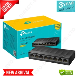 8 Port TP-LINK Gigabit Fast Ethernet Switch LAN Network Splitter Hub Wired - Picture 1 of 12