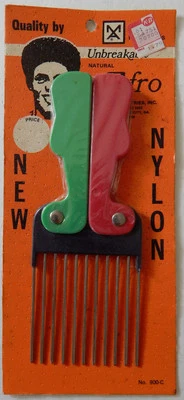  Peine Afro Pick Bolsillo Plegable Vintage Old School Nylon/Acero Verde/Rojo  Foto 1 de 4