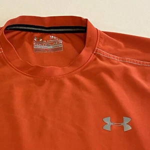 Under Armor ColdBlack Men’s Sz M Orange heatgear S/S Athletic Shirt - Picture 1 of 11